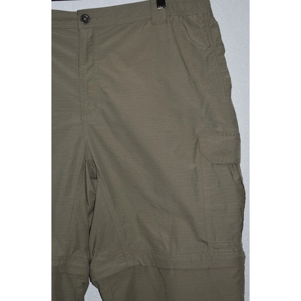Columbia MENS XL Cargo Convertable Pants Zip-Off Khaki Green Hiking Lightweight